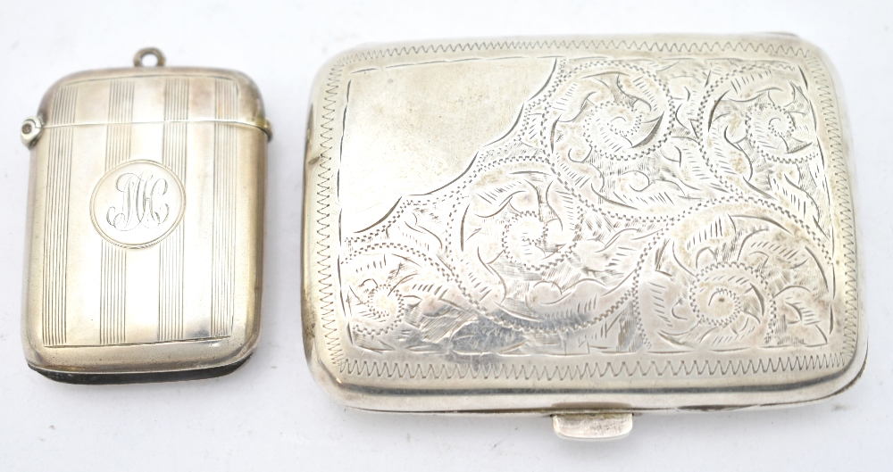 PATTERSON & SONS LTD; a Victorian hallamrked silver cigarette case with bright cut foliate