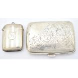 PATTERSON & SONS LTD; a Victorian hallamrked silver cigarette case with bright cut foliate