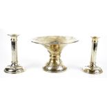 TK EBBUTT LTD; an Elizabeth II hallmarked silver pedestal fruit bowl, with planished detail around a