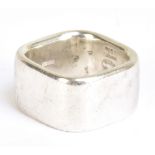 GEORG JENSEN; a 1960s silver ring designed by Kim Naver of rounded square form, fully marked and