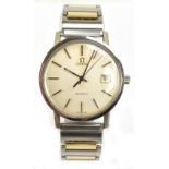 OMEGA; a gentleman's stainless steel cased quartz wristwatch, the silvered dial set with baton