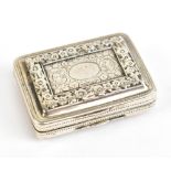 LEDSAM & VALE; a George III hallmarked silver vinaigrette of rectangular form, with cast and