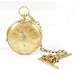AL NEWTON & CO; a good mid-19th century 18ct yellow gold key wind open face pocket watch, the