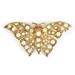 A 9ct yellow gold opal butterfly brooch, width 4cm, approx 4.8g.Additional InformationThere are