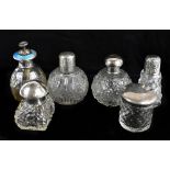 D MAY & SONS; a Victorian cut glass perfume bottle of bulbous form with hallmarked silver collar and