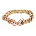 A 9ct yellow gold bracelet with alternating textured and polished bands, approx 17.2g.Additional