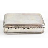 RICHARD HAXTON; a George IV hallmarked silver snuff box of rectangular form with a cast floral
