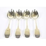 SAMUEL HAYNE & DUDLEY CATER; a set of four Victorian hallmarked silver tablespoons of plain form,