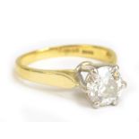 An 18ct yellow gold diamond solitaire ring, the diamond weighing approx 1.8cts in six claw