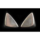 GEORG JENSEN; a pair of 'Peak' silver earrings designed by Bent Gabrielsen, both marked, length