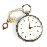 A Victorian hallmarked silver cased open faced key wind pocket watch, the circular dial set with