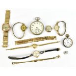 A small group of wristwatches including a 9ct yellow gold cased gentleman's wristwatch, three lady's