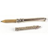 SAMPSON MORDAN & CO; a George V hallmarked silver propelling pencil, London 1935, and a further