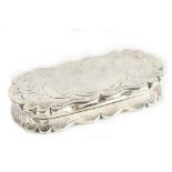 GEORGE WHEELER & CO; a Victorian hallmarked silver snuff box of rounded rectangular form, with