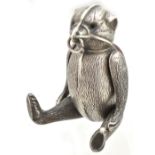 HV PITHEY & CO; an Edward VII hallmarked silver novelty pin cushion in the form of a bear with