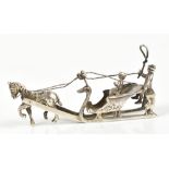 ADOLPH BARSACH DAVIS; a George V imported hallmarked silver miniature model of a horse and sledge,
