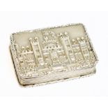 NATHANIEL MILLS; a Victorian hallmarked silver castle top vinaigrette of rectangular form, with