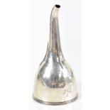 STEPHEN ADAMS II; a George III hallmarked silver wine funnel with reeded detail and engraved lion