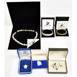 A quantity of costume jewellery, including a boxed Swarovski crystal heart motif choker necklace,