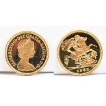 An Elizabeth II half sovereign, 1982.Additional InformationLight general wear.