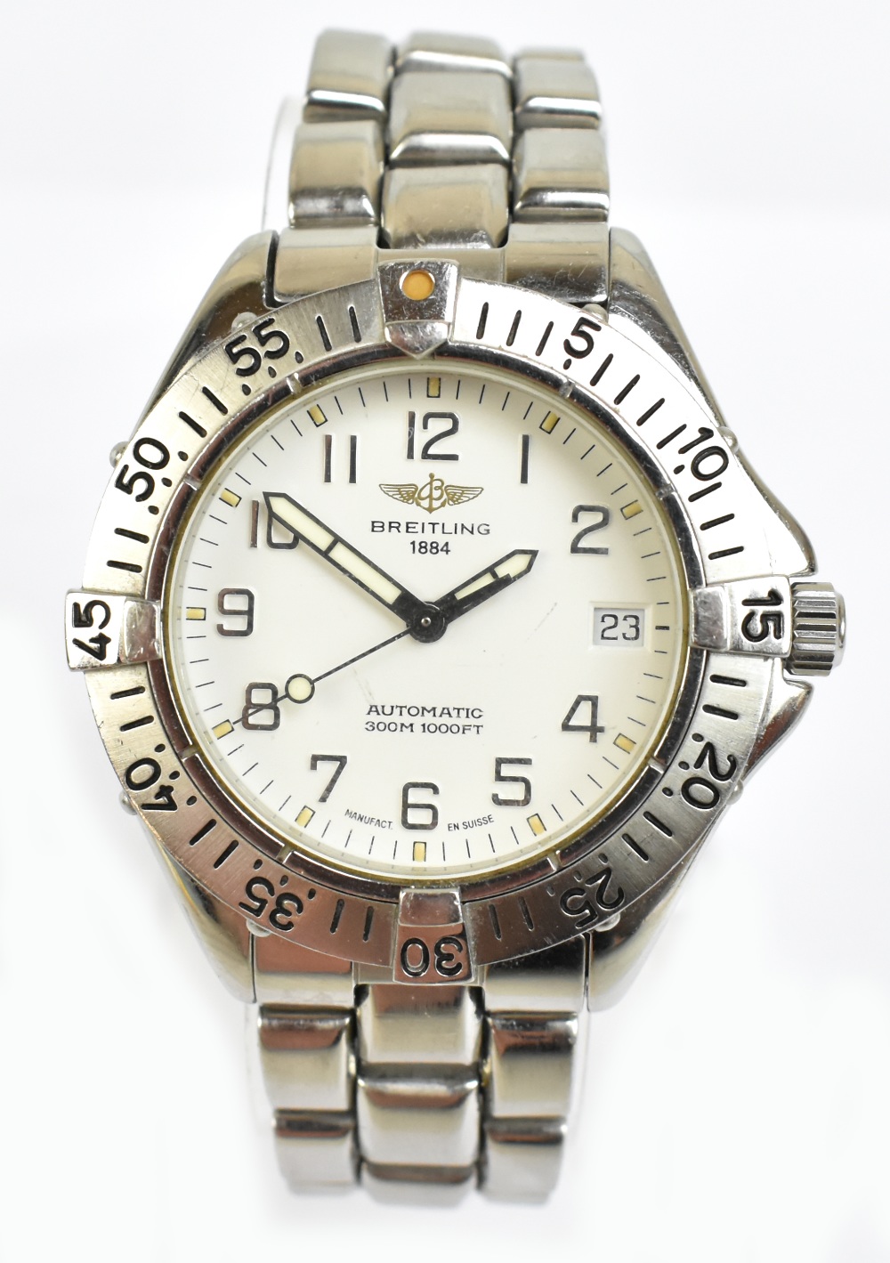 BREITLING; a gentleman's stainless steel colt automatic II wristwatch, the white dial set with