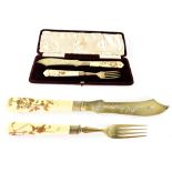 A Victorian cased set of hallmarked silver servers, Birmingham 1898,