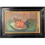 A REEVES (20th century); oil on board, still life with fruit in a bowl,