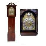 A George III mahogany longcase clock with broken swan neck pediment centred with an eagle finial