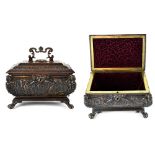 A 19th century bronzed brass casket in a Renaissance/Classical style,