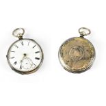 A hallmarked silver open faced pocket watch,