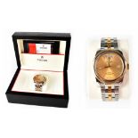 Tudor Glamour; a boxed gentlemen's wristwatch, the champagne face set with baton numerals,
