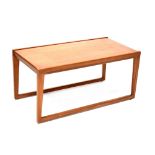 A retro teak rectangular coffee table on rectangular framed support, 79 x 42cm.