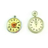 A base metal keyless wind military issue open face pocket watch,
