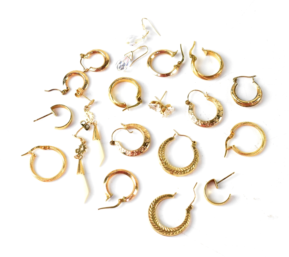 Ten pairs of mostly 9ct gold earrings (10). CONDITION REPORT Gold weight approx 5.7g.