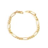 A 9ct gold figaro link bracelet, length 19cm, approx 3.