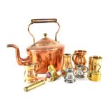 A small quantity of metalware to include a copper kettle,