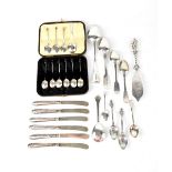 A small quantity of hallmarked silver flatware to include a set of six silver-bladed knives,
