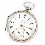 Russells, Liverpool; a silver open face pocket watch,