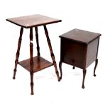A mahogany sewing table, lift-up top over single drawer to base,