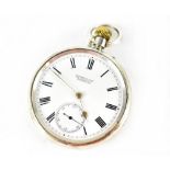 Russells Liverpool; a 'Time O Day' silver cased open faced pocket watch,