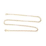 A 9ct gold thin belcher link chain, length 46cm, weight 4.7g.