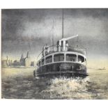 UNATTRIBUTED (20th century British); a watercolour and chalk of a Liverpool tug, 'Mountwood,