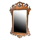 A 19th century mahogany fretwork wall mirror,