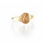 A 9ct gold (marked 375) signet ring, size L, approx 0.