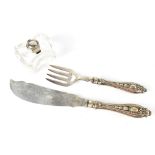 A pair of large Victorian silver plated fish servers, length of knife,