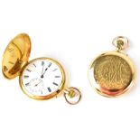Banting & Gardiner; an 18ct gold full hunter pocket watch, front case bears the monogram 'CM',
