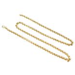 A 9ct gold round belcher link necklace, length 58cm, approx 26g.