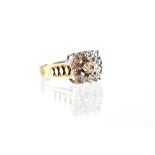 A vintage 1970s 9ct gold square diamond cluster ring,