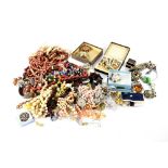 Various items of costume jewellery to include a Blue John silver ring,