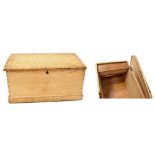 A rustic pine blanket box with internal candle box and drawer, width 92cm, height 46cm,